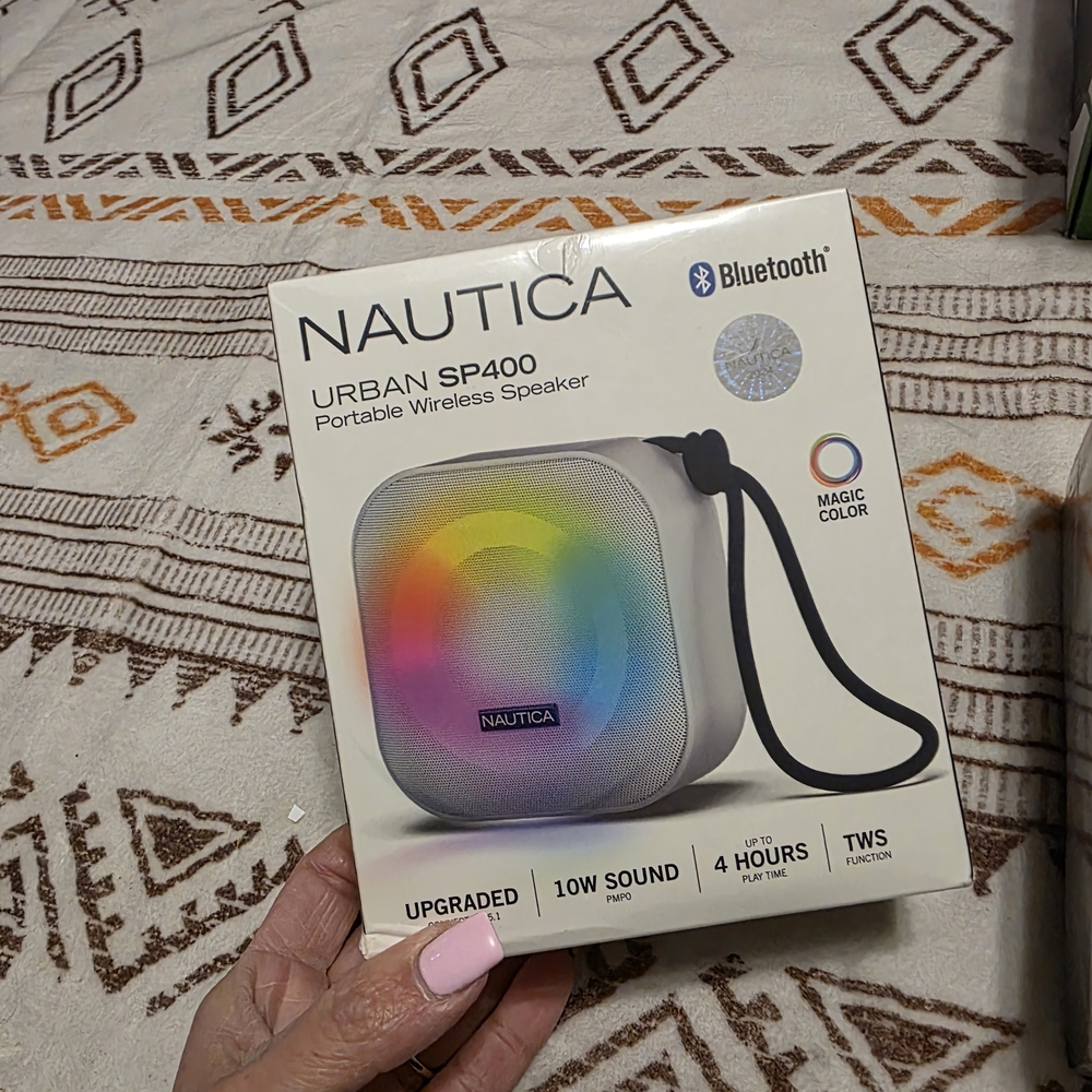 Nautica White Portable Bluetooth Speaker with Rainbow LED